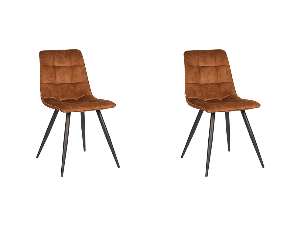 Chaise de salle à manger Jelt - Ocre - Velours - lot de 2