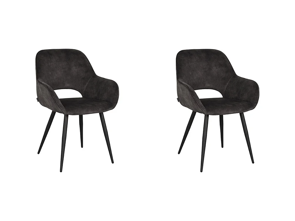 Chaise de salle à manger Fer - Anthracite - Velours - lot de 2