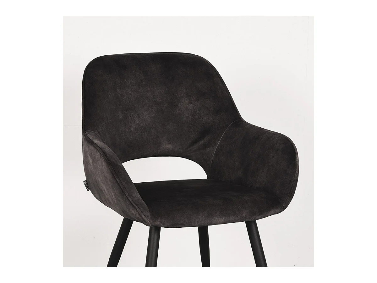 Chaise de salle à manger Fer - Anthracite - Velours - lot de 2