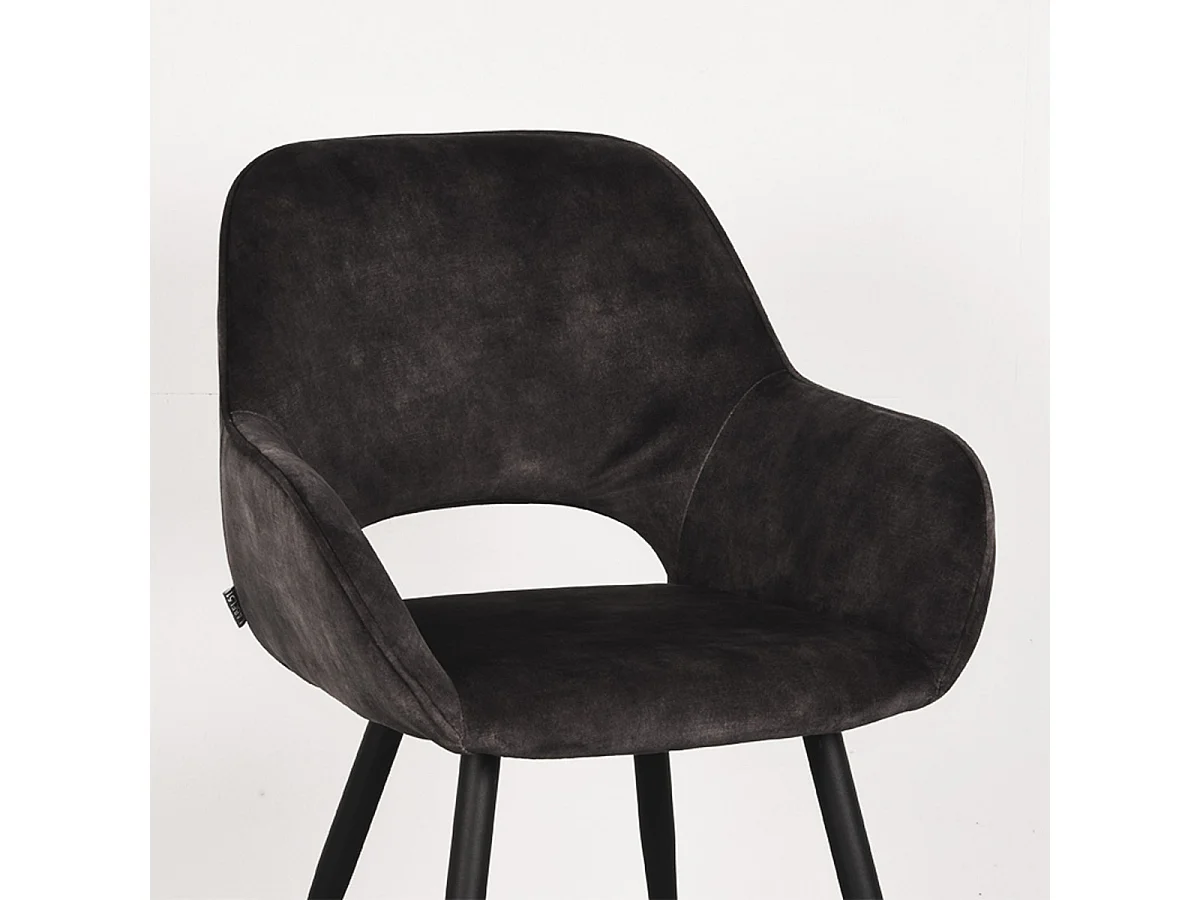 Chaise de salle à manger Fer - Anthracite - Velours - lot de 2