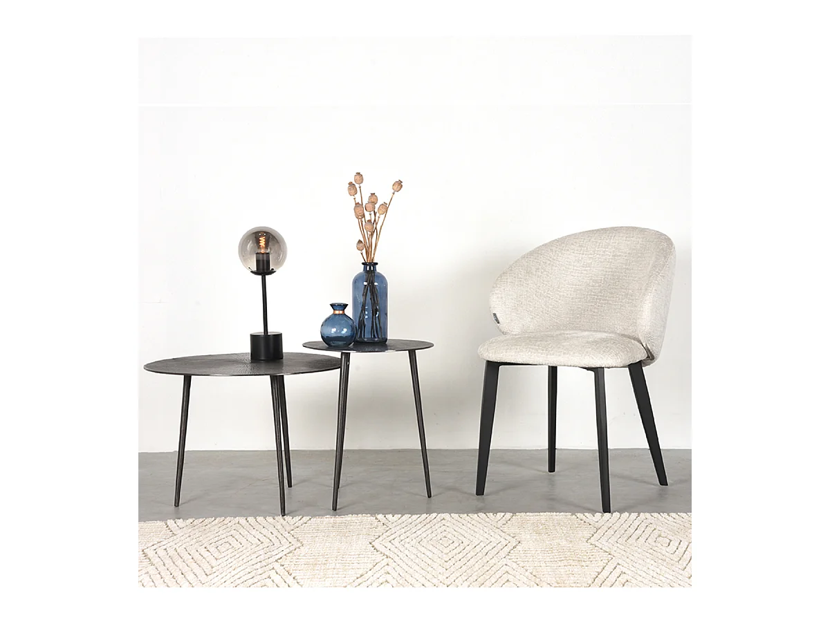 Chaise de salle à manger Logan - Crème - Microsuède - Lot de 2