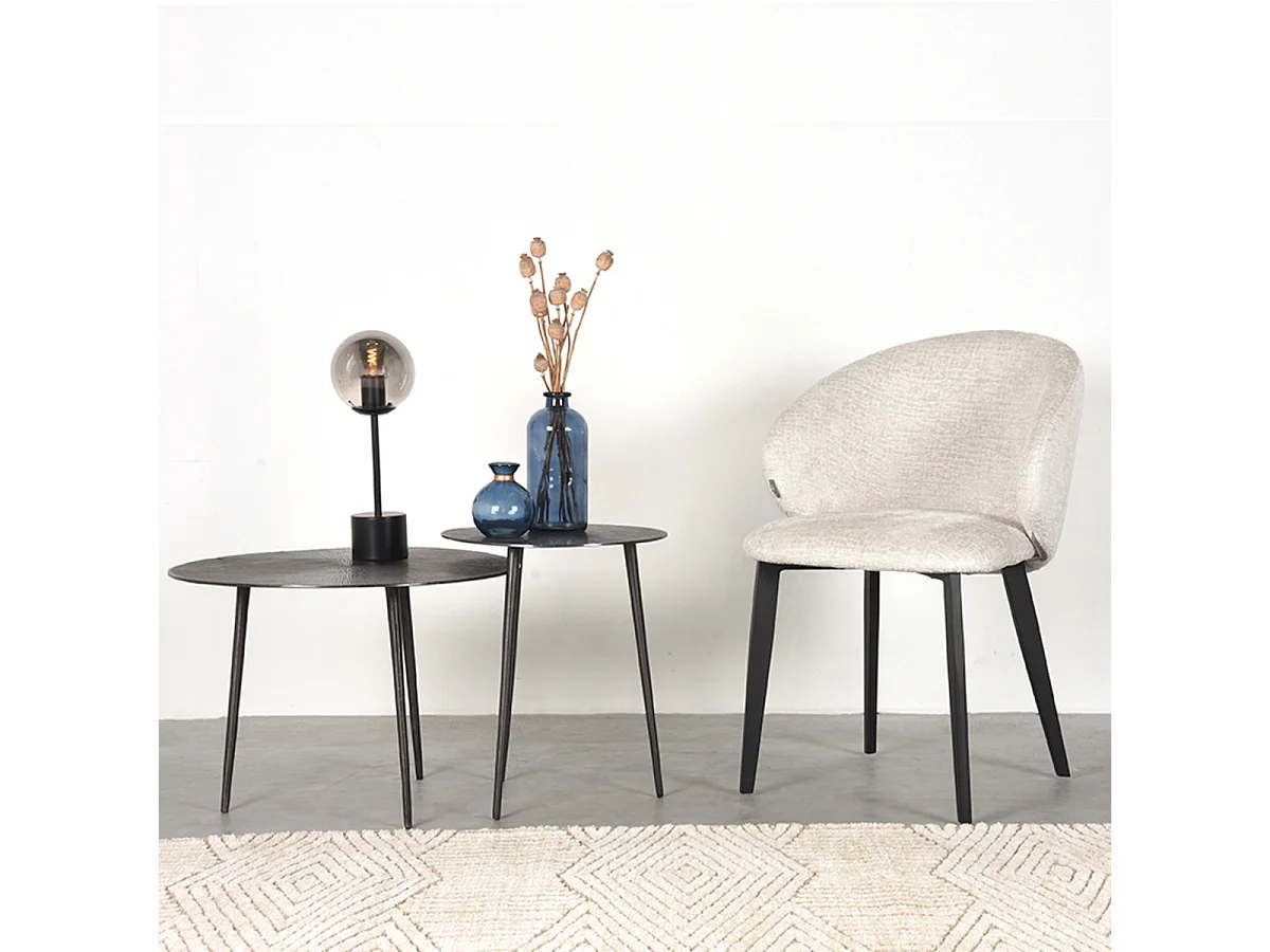 Chaise de salle à manger Logan - Crème - Microsuède - Lot de 2