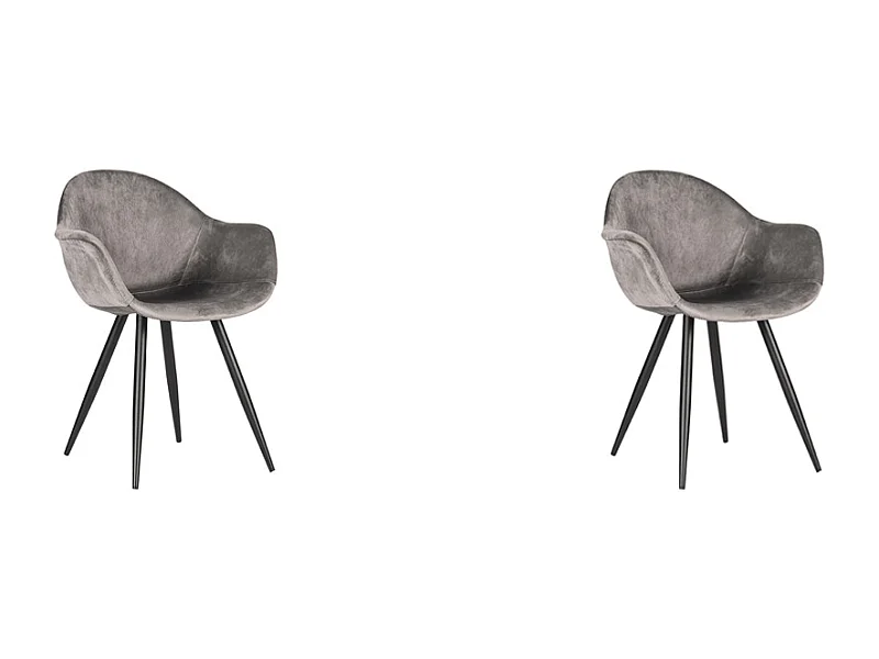 Silla de comedor Forli - Gris - Terciopelo - Juego de 2