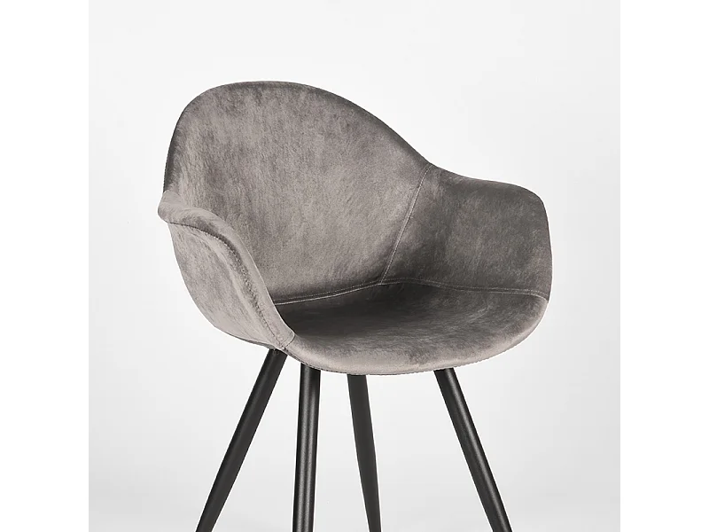Eetkamerstoel Forli - Grijs - Fluweel - set van 2