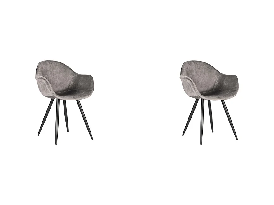 Chaise de salle à manger Forli - Gris - Velours - lot de 2
