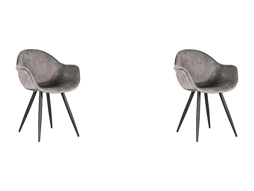 Esszimmerstuhl Forli - Grau - Samt - 2er-Set