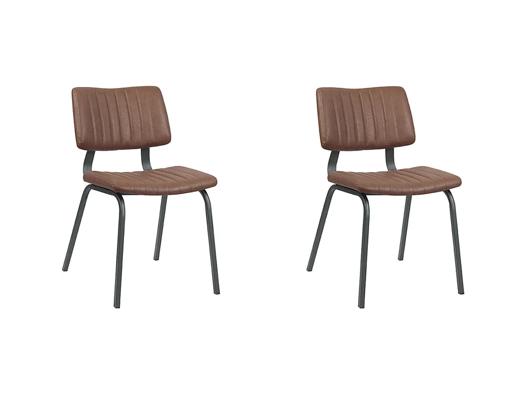 Chaise de salle à manger Gusto - Marron - Cuir PU - Lot de 2