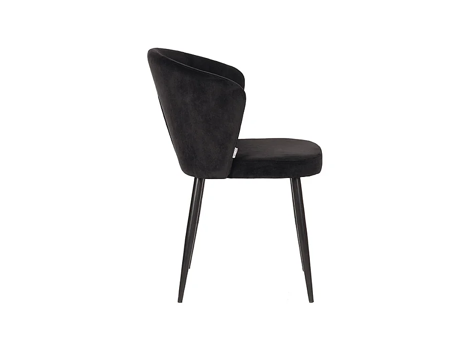 Chaise de salle à manger Wave - Noir - Velours - lot de 2
