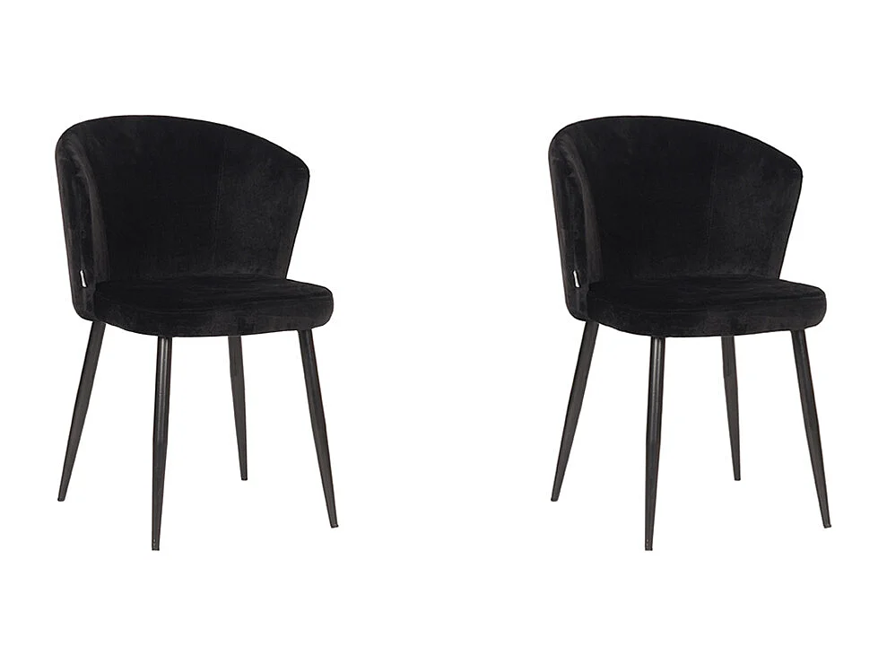 Chaise de salle à manger Wave - Noir - Velours - lot de 2