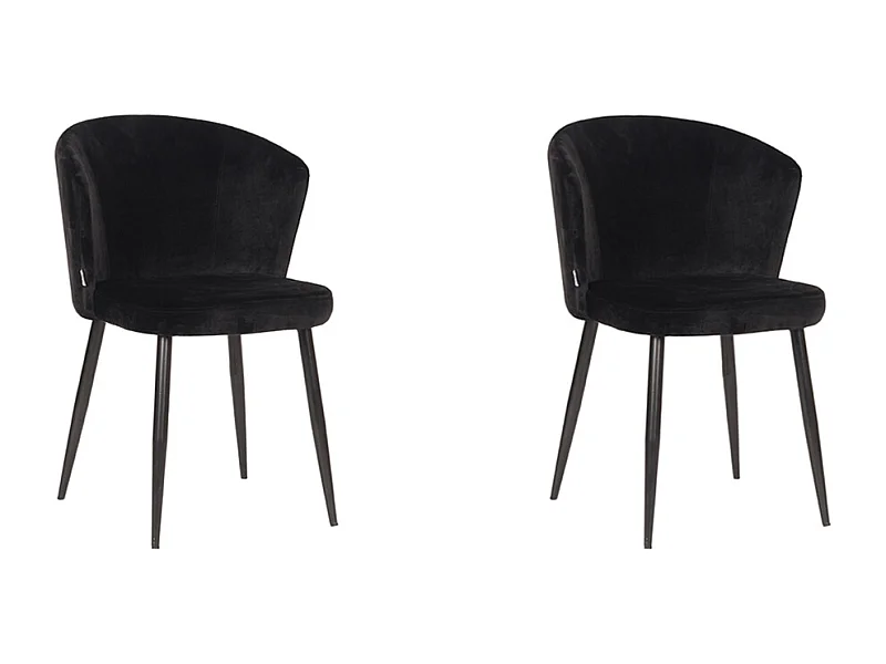 Chaise de salle à manger Wave - Noir - Velours - lot de 2