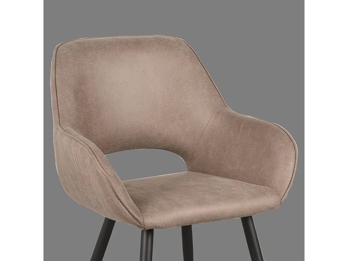 Chaise de salle à manger Fer - Taupe - Micro Suede - lot de 2