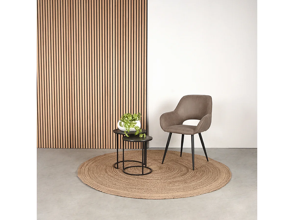 Chaise de salle à manger Fer - Taupe - Micro Suede - lot de 2