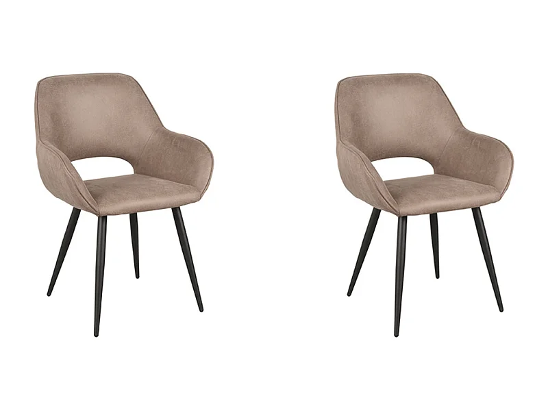Chaise de salle à manger Fer - Taupe - Micro Suede - lot de 2