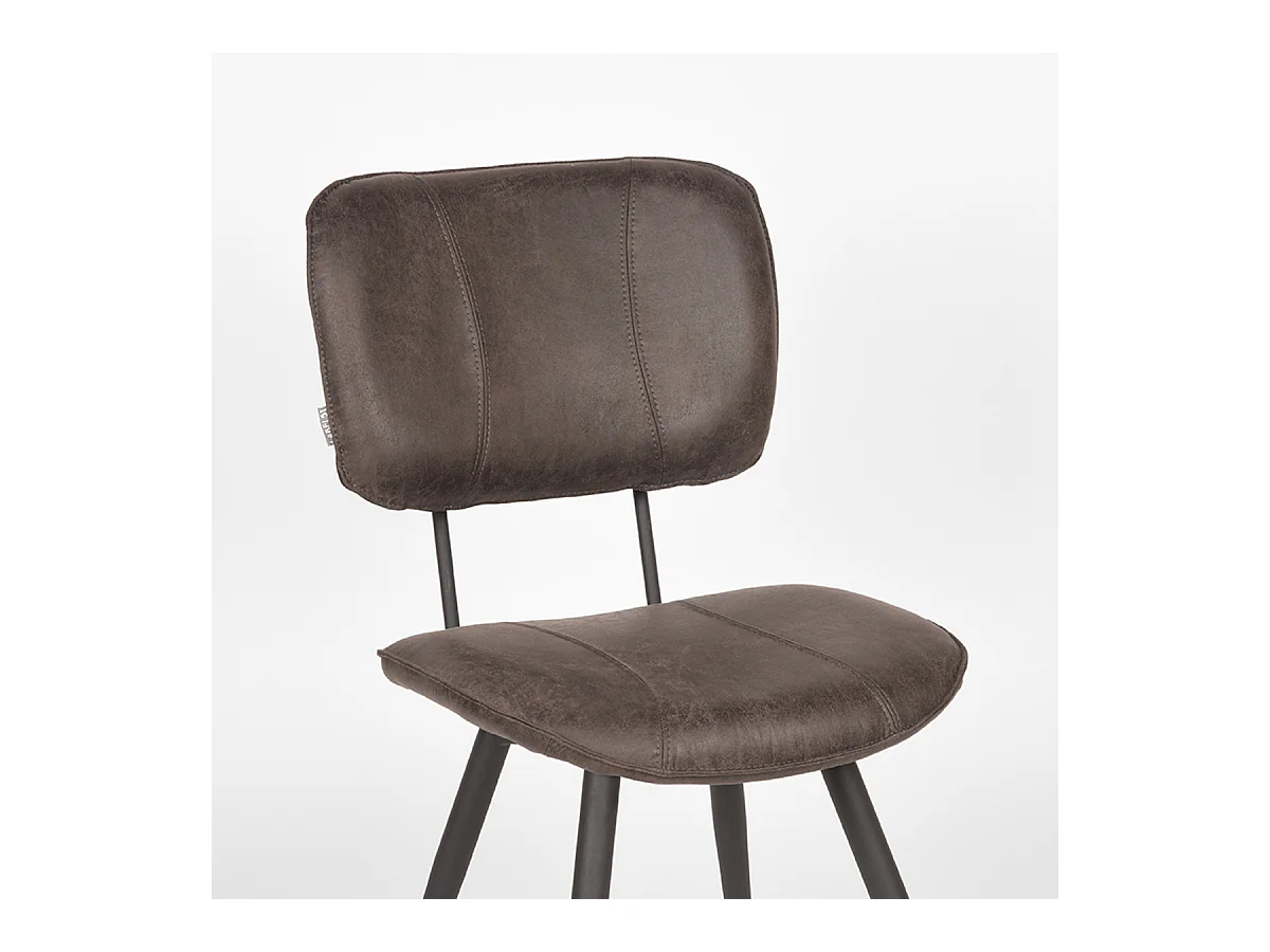 Eetkamerstoel Fos - Antraciet - Leder - set van 2