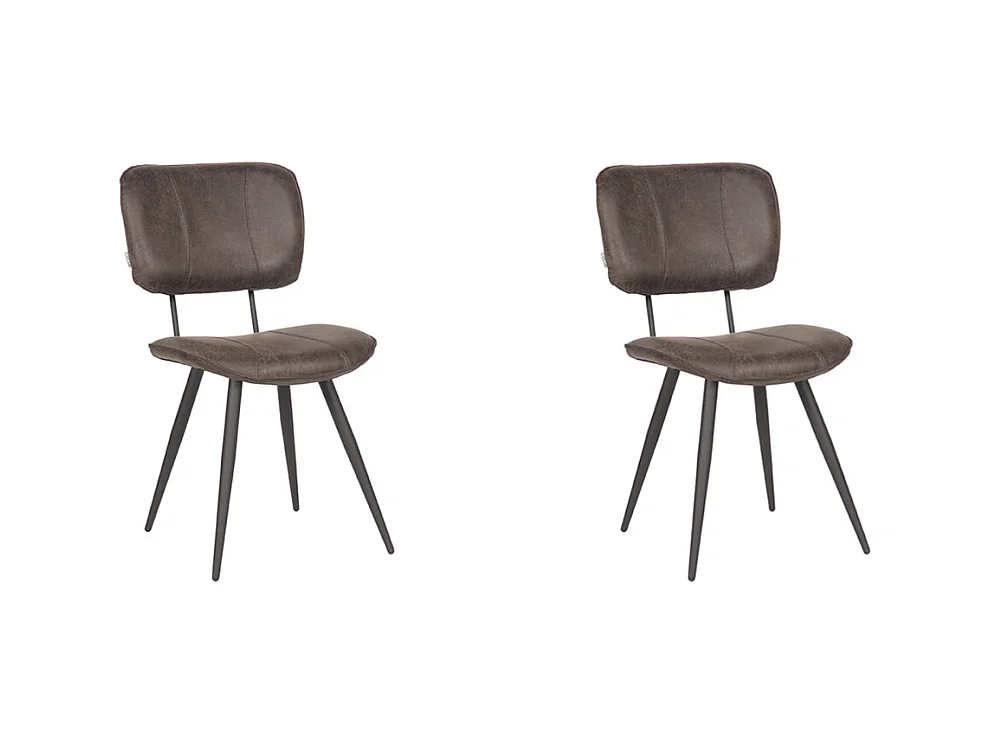 Chaise de salle à manger Fos - Anthracite - Cuir - lot de 2