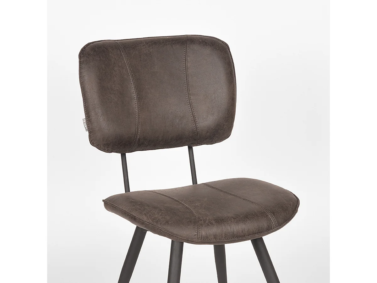 Chaise de salle à manger Fos - Anthracite - Cuir - lot de 2