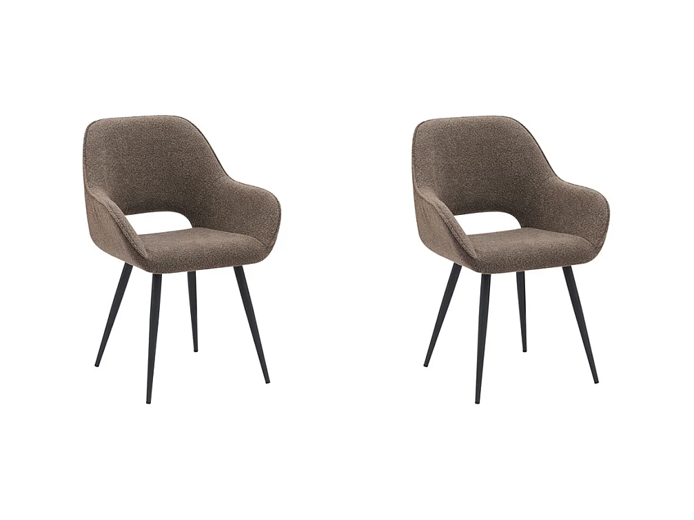 Chaise de salle à manger Fer - Marron - Boucle - lot de 2