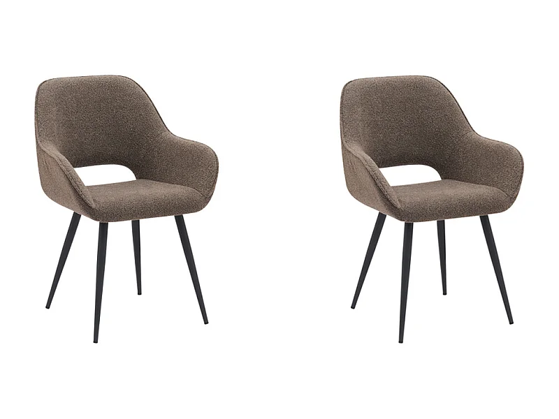 Chaise de salle à manger Fer - Marron - Boucle - lot de 2