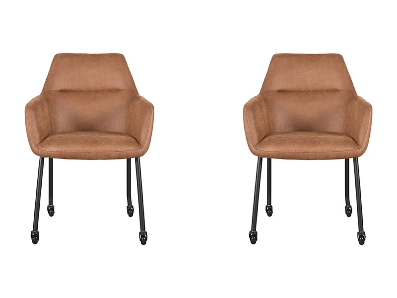 Eetkamerstoel Lenny - Cognac - Micro Suede - set van 2
