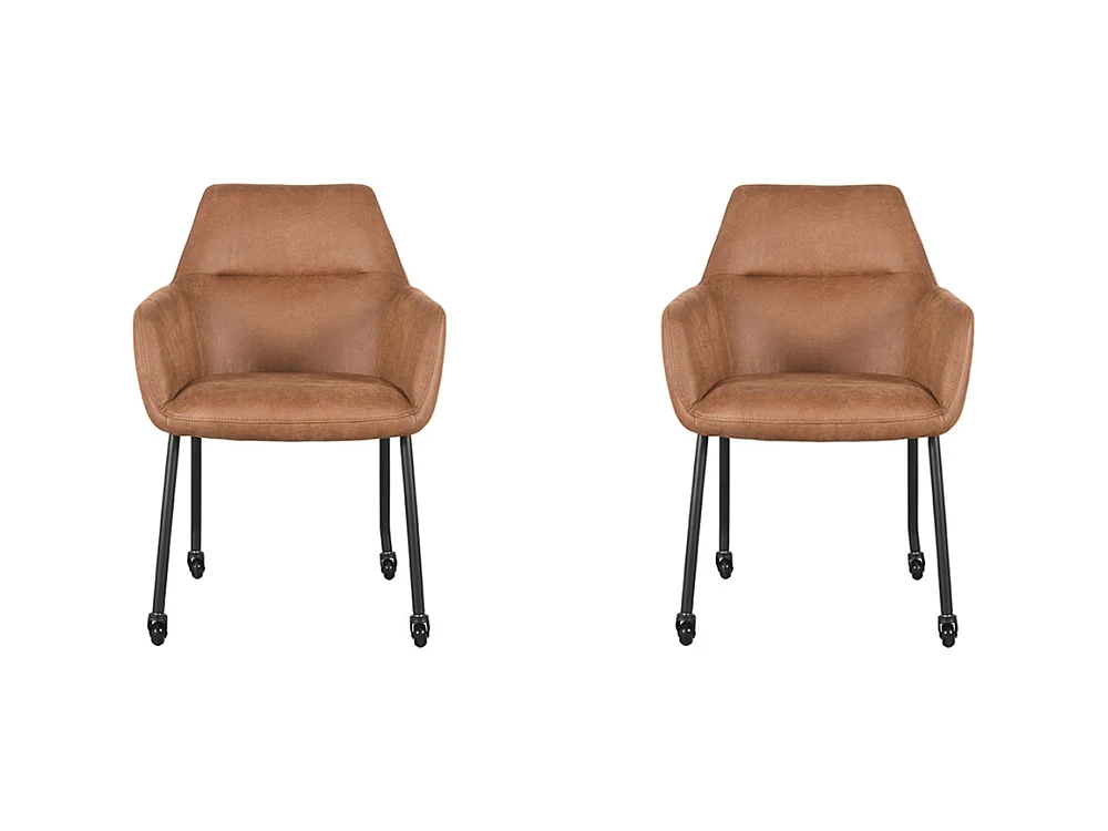 Chaise de salle à manger Lenny - Cognac - Micro Suede - lot de 2