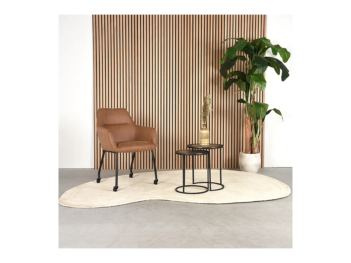 Chaise de salle à manger Lenny - Cognac - Micro Suede - lot de 2