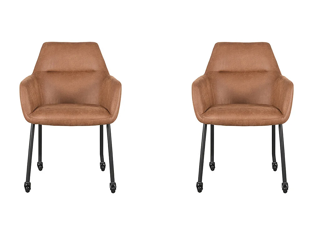 Silla de comedor Lenny - Coñac - Microgamuza - juego de 2