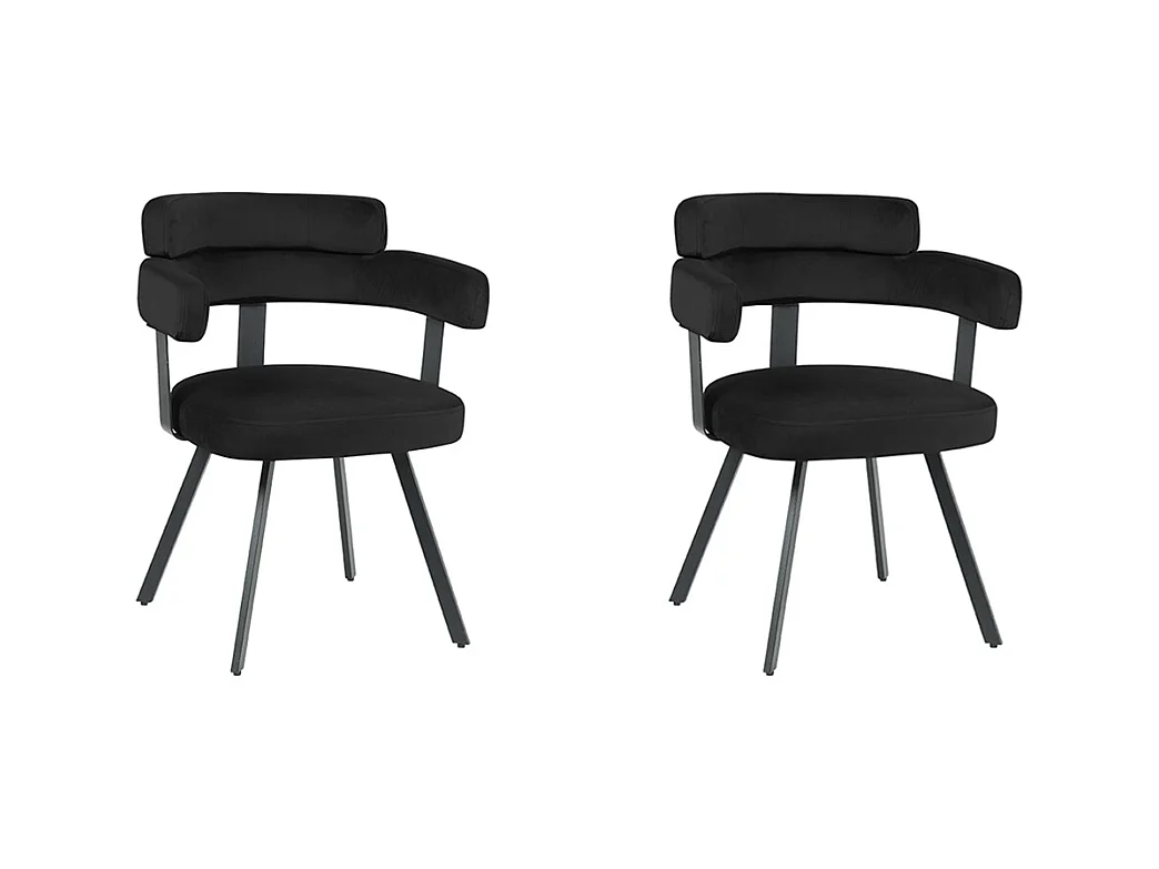 Chaise de salle à manger Bardio - Noir - Velours - Lot de 2