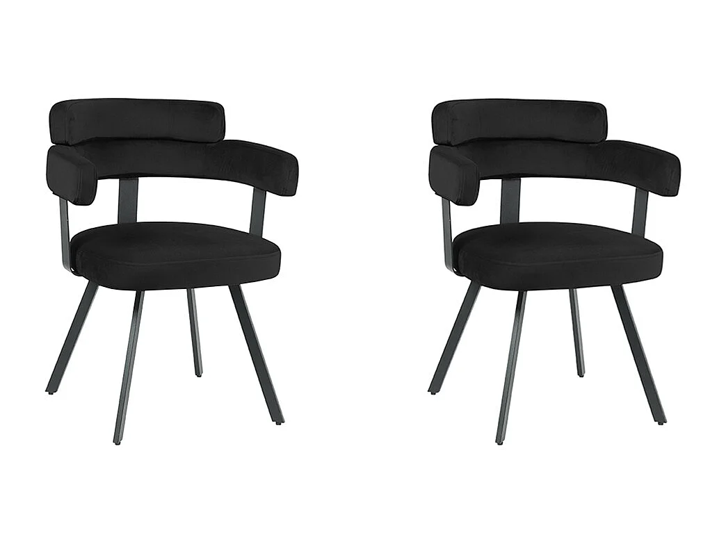 Chaise de salle à manger Bardio - Noir - Velours - Lot de 2