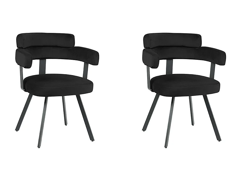 Silla de comedor Bardio - Negra - Terciopelo - Juego de 2