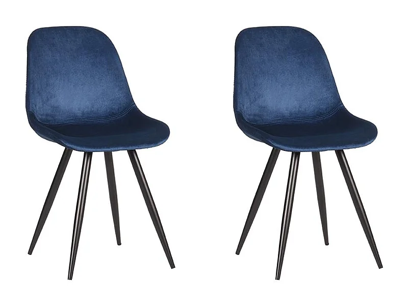 Capri Esszimmerstuhl - Blau - Samt - 2er-Set