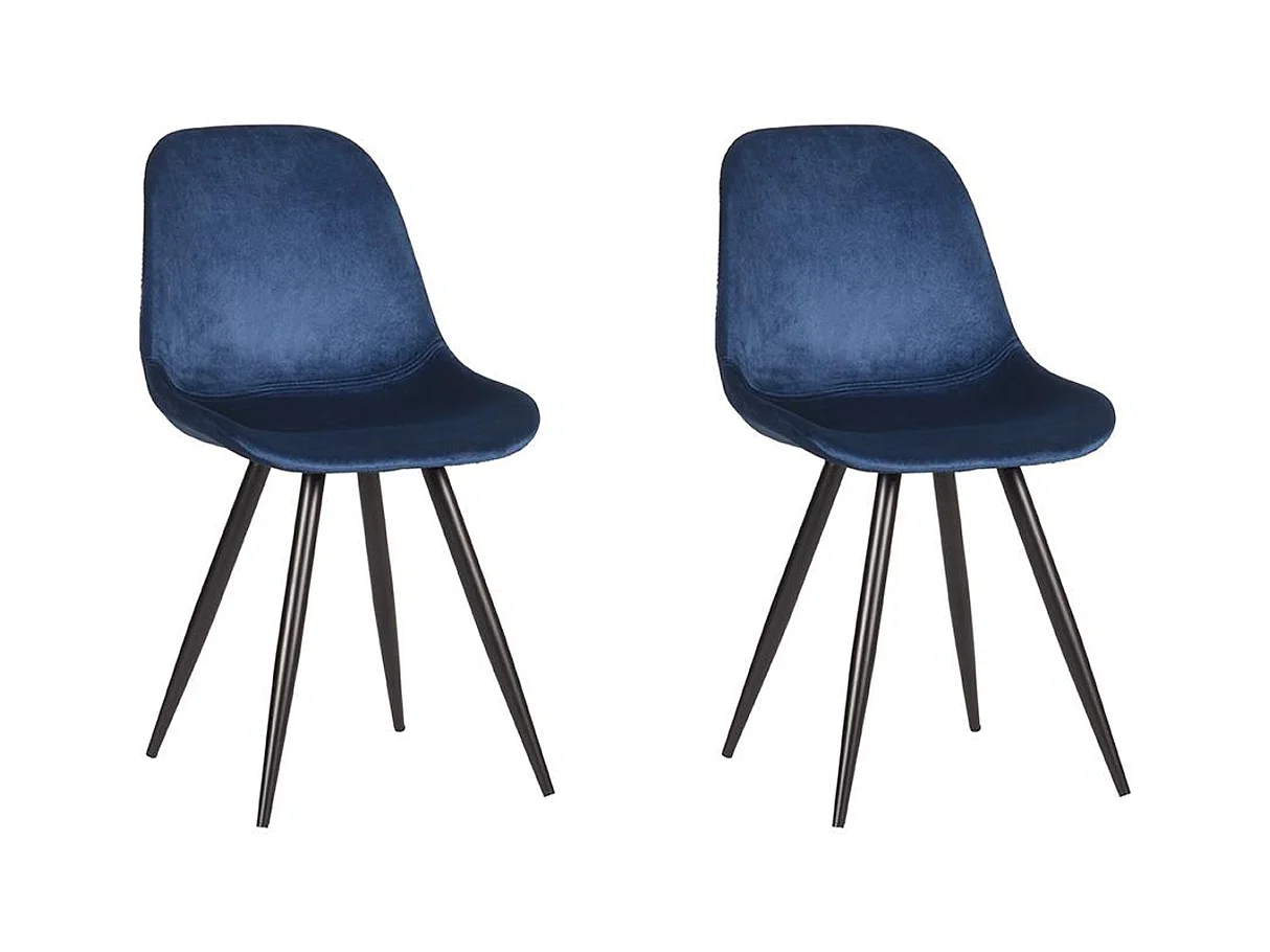 Chaise de salle à manger Capri - Bleu - Velours - Lot de 2