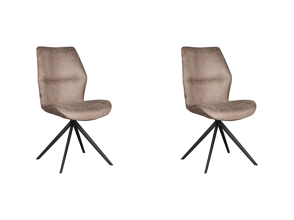 Silla de comedor Comfy - Taupe - Microgamuza - Base negra - 64 x 48 cm - Juego de 2