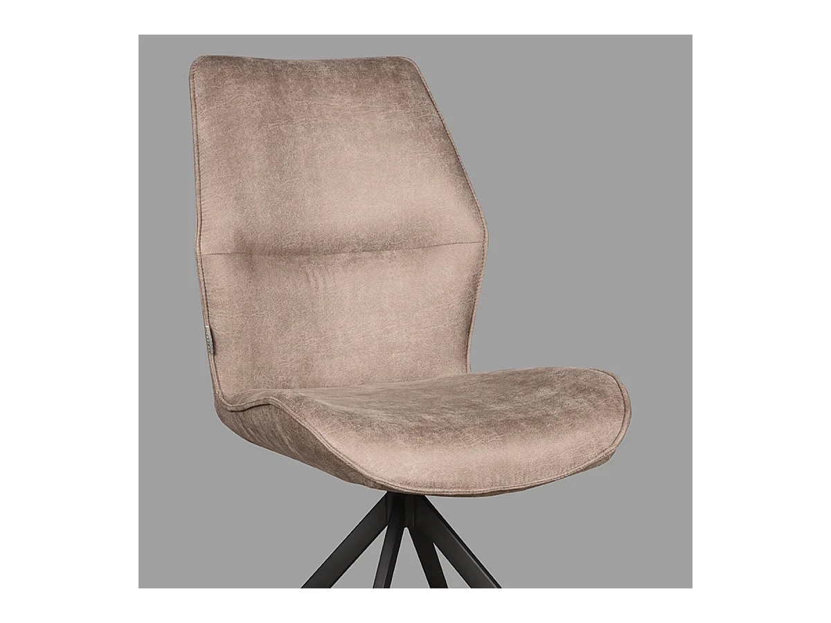 Silla de comedor Comfy - Taupe - Microgamuza - Base negra - 64 x 48 cm - Juego de 2