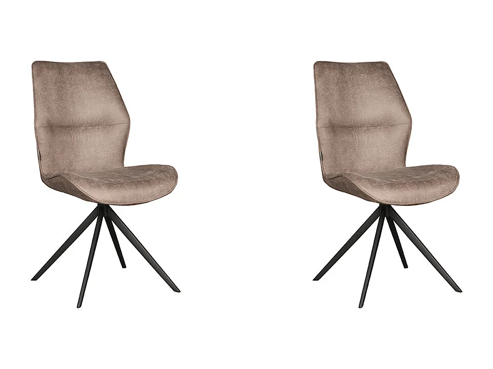 Chaise de salle à manger Comfy - Taupe - Micro Suede - Base noire - 64 x 48 cm - lot de 2