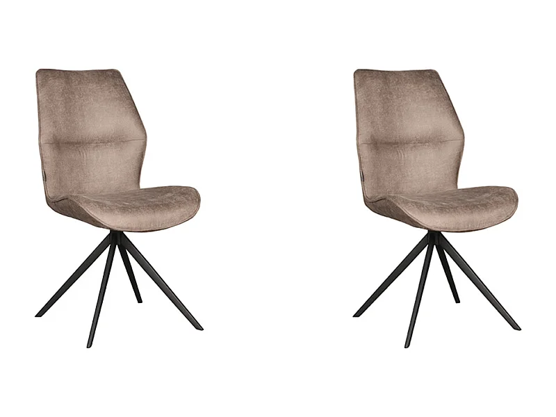 Silla de comedor Comfy - Taupe - Microgamuza - Base negra - 64 x 48 cm - Juego de 2