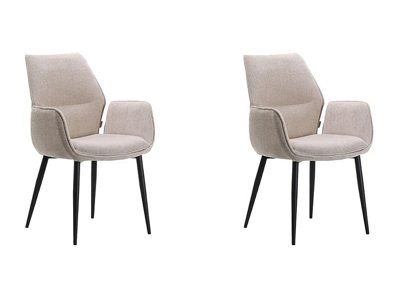 Chaise de salle à manger Morris - Naturel - Tissu - Lot de 2