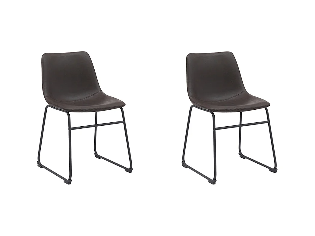 Chaise de salle à manger Risto - Marron foncé - Cuir PU - Lot de 2