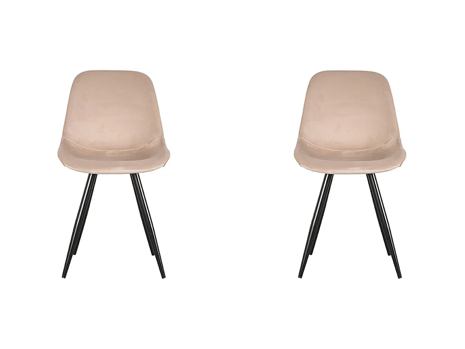 Chaise de salle à manger Capri - Sable - Velours - Lot de 2