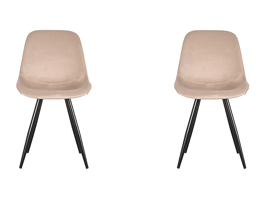 Chaise de salle à manger Capri - Sable - Velours - Lot de 2