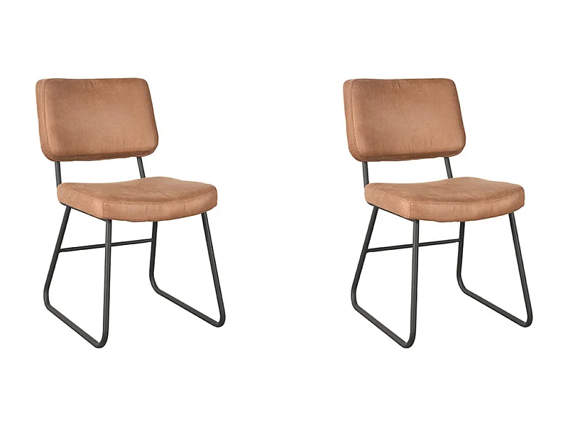 Silla de comedor Noah - Coñac - Microgamuza - Juego de 2