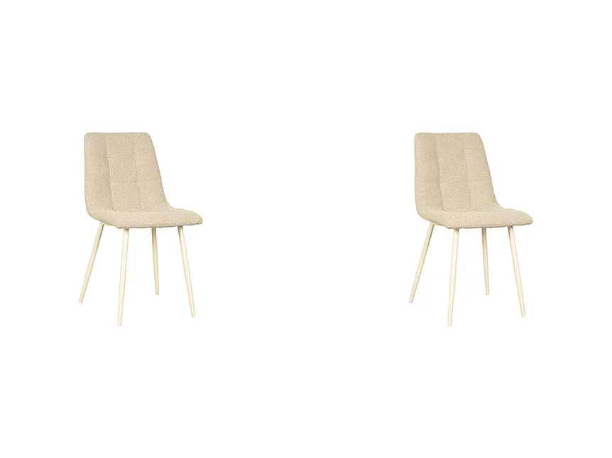 Chaise de salle à manger Nino 54x45x89 cm - Sable - Tissu - Lot de 2