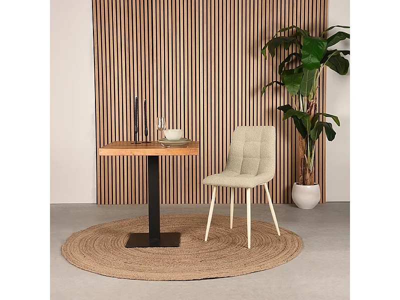 Chaise de salle à manger Nino 54x45x89 cm - Sable - Tissu - Lot de 2