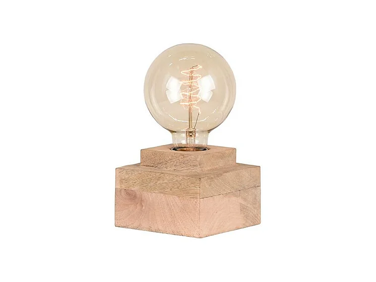 Lampe de table Block - Brut - Bois de manguier