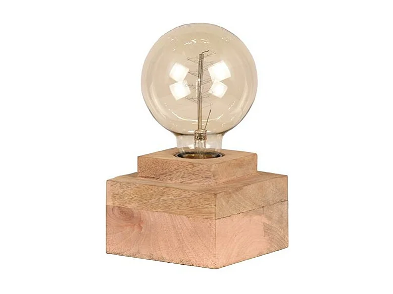 Lampe de table Block - Brut - Bois de manguier