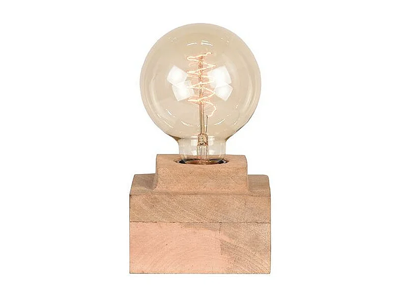 Lampe de table Block - Brut - Bois de manguier