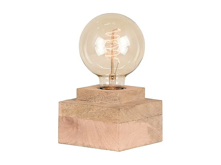 Lampe de table Block - Brut - Bois de manguier