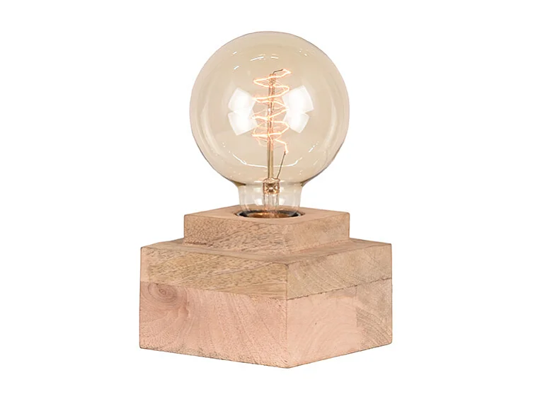 Lampe de table Block - Brut - Bois de manguier