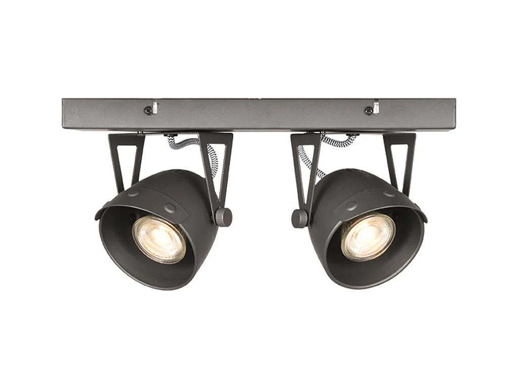 Spot LED - Gris - Métal - 2 lumières