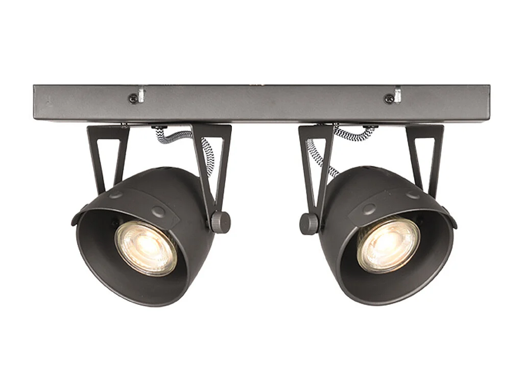 Spot LED - Gris - Métal - 2 lumières