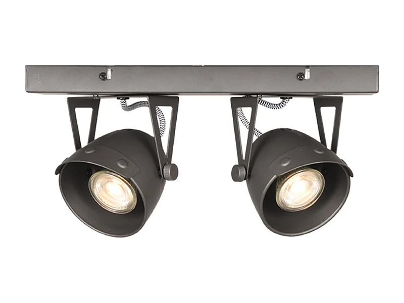 Spot LED - Gris - Métal - 2 lumières